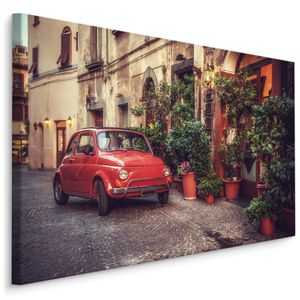 Fabelhafte Canvas LEINWAND BILDER 70x50 cm XXL Kunstdruck Stadt Gasse Auto Retro