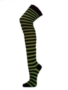 Tobeni 1 Paar Overknees für Teenager und Damen, Farbe:Schwarz-Grün, Grösse:One Size
