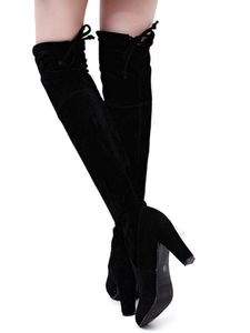 Damen Overknee-Stiefel Stiefel mit hohen Absätzen Lässige Schnürstiefel,Farbe: Schwarz,Größe:40
