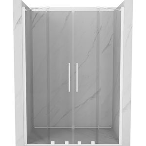 Mexen Velar Duo posúvacie sprchové dvere 140 cm, Priehľadné, Biele - 871-140-000-02-20
