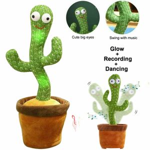 Niedlich Sprechender Kaktus Plüsch-Spielzeug,Tanzendes und Singender Kaktus, Elektronische Sprechende Aufzeichnung Interaktives Spielzeug für Babys