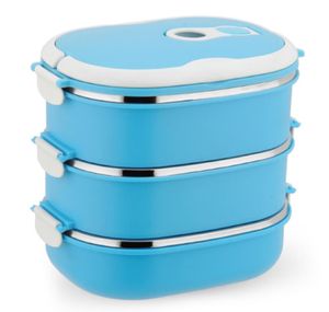 Lunchbox/Bento Box, Tragbare Isolierung Edelstahl Wärmeisolierung mit Griff Mittagessen Behälter Bento Box für Kinder und Erwachsene 3 Layer