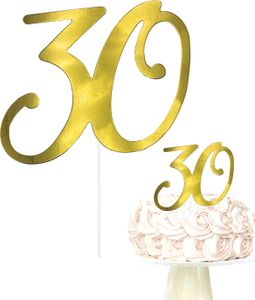 Oblique Unique Torten Topper Kuchen Muffin Aufsatz Zahl 30 für 30. Geburtstag Jubliäum Deko Cupcake Dekoration - gold