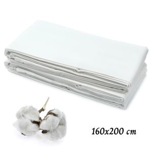 Hotelová posteľná plachta 160x200 cm bez gumy 100% bavlnená posteľná plachta bez gumy Plachta na prikrytie biela 125 g/m²