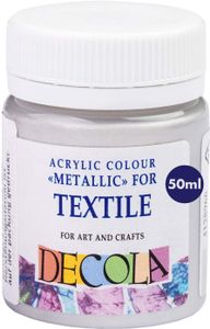 Decola - Silber Metallic Effekt Textilfarbe 50ml | Hochpigmentierte Textilfarben Waschmaschinenfest | Hergestellt von Neva Palette