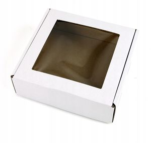 25x25x10 cm Box mit Fenster quadratisch - Weiß - Set mit 5 Stück, Schachtel mit Fenster, Verpackung mit Sichtfenst