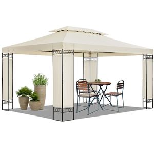 Juskys Gartenzelt Capri 3 x 4 m in beige – Outdoor Pavillon wasserabweisend– für Garten-Feste und Feiern – aus stabilem Metall und Polyester