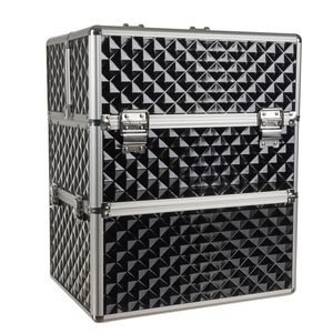 Soulima 22529 Dvojdielny kozmetický kufrík 42,5 x 35 x 24,5 cm, čiernostrieborná