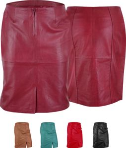 Trendiger Midi Lederrock aus Lammnappa Business Rock echtleder, Größe:38, Farbe:Weinrot
