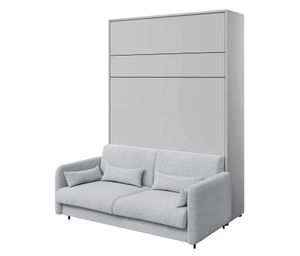 Furniture24 Schrankbett mit sofa Bed Concept 140x200 cm Wandbett Bett im Schrank Klapbett Grau/Grau
