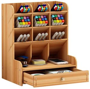 Schreibtisch-Organizer aus Holz, multifunktionale Schublade, Schrein, Schreibtisch-Aufbewahrungsbox, Stifthalter für Zuhause, Büro und Schule Kirsche