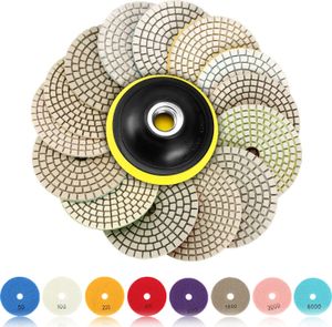 12PCS Diamant Polierscheiben, Nass/Trocken Diamant Polierscheiben, 4 Zoll Nass/Trocken Diamant Polierkissen Polishing Diamant Schleifpad für Granit Marmor Beton Boden Stein
