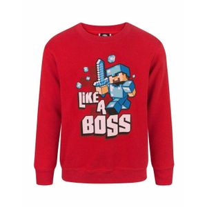 Minecraft Jungen Like A Boss Sweatshirt NS221 (5-6 Jahre (110/116)) (Rot)