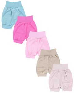 TupTam Baby Mädchen Pumphose Sommershorts 5er Set, Farbe: Beige Mintgrün Puderrosa Rosa Pink, Größe: 74/80