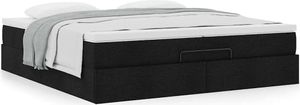 Ottoman-Bett mit Matratzen Schwarz 200x200 cm Stoff