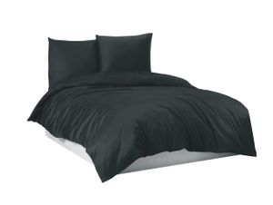Flannel Feinbieber Bettwäsche Bettgarnitur Bettbezug 100% Baumwolle 4 gössen, Größe:155 x 220 cm, Farbe:Schwarz