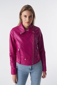 FURNIQ Lederjacke >> Klassische Bikerjacke, Fuchsia Nappa << Klassische Bikerjacke, Fuchsia Nappa