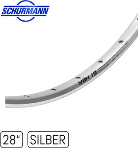 windmeile | Schürmann YAK Felge, 28 Zoll, in Silber, ungeöst, Hohlkammerfelge, Autoventil/ Schrader-Ventil, E-Bike, Elektro Fahrrad, Pedelec