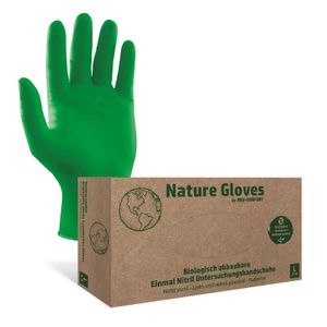 Einmalhandschuhe, Nitril Handschuhe, grün, puderfrei, 100 Stück, Größe XL, Nature Gloves, biologisch abbaubar