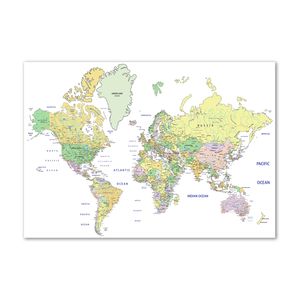 Tulup® Leinwandbild - 100x70 cm - Wandkunst - Drucke auf Leinwand - Leinwanddruck  - Landkarten & Flaggen - Mehrfarbig - Weltkarte