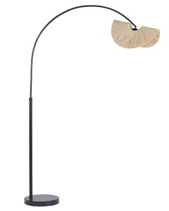BELIANI Stehlampe Natürlich Papierschirm 189 cm 1-Flammig Glühbirnen-Design Gefaltete Optik Rund Langes Kabel Boho Wohnzimmer Esszimmer Beleuchtung