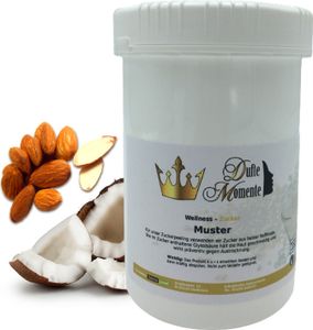 Dufte Momente | Sauna Zucker Körperpeeling 900g | Kokos - Mandel | für empfindliche Haut | vegan und ohne Tierversuche