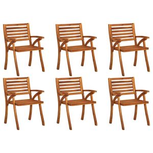 HOMMIE© Outdoor-Stuhl ,6er Set Gartenstühle Massivholz Akazie Relaxsessel Armlehnstuhl & schlichten Design