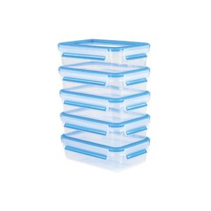 EMSA Clip & Close Frischhaltedose 0,8l, klar/blau, 5-teilig (1 Set)