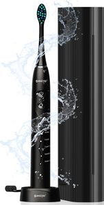 MalTec Toothie X1 elektryczna szczoteczka soniczna, czarna z etui i 6 końcówkami, 6 trybów pracy, 800mAh, Timer, ładowarka USB