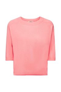 Esprit Pullover mit verkürzten Ärmeln und Leinenanteil, pink