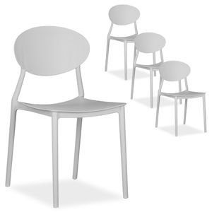 Homestyle4u 2449, Gartenstuhl grau 4er Set stapelbar wetterfest Gartenmöbel Stühle aus Kunststoff modern
