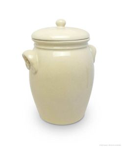 KERAZO Rumtopf 5,0 Liter aus Steinzeug Keramik BEIGE - Mehrzwecktopf Einlegetopf