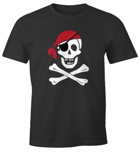 Herren T-Shirt Pirat Skull Jolly Roger Bandana Fasching Fun-Shirt Moonworks® anthrazit L