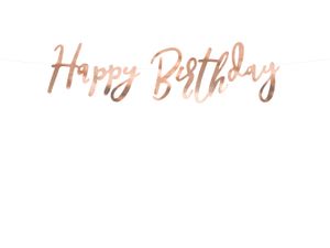 Happy Birthday Schriftzug Girlande 16x62cm rosegold metallic