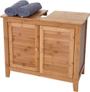 Waschbeckenunterschrank HWC-B18, Badezimmer Badschrank, Bambus  60x67x30cm