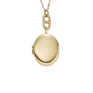 Fossil JF04426710 Damen Collier Medaillon Edelstahl Gold weiß 45 cm