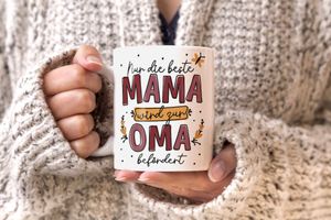 Kaffee-Tasse mit Spruch Nur die beste Mama wird zur Oma befördert Geschenk Muttertag Großmutter SpecialMe® Uni-Weiß Keramik-Tasse