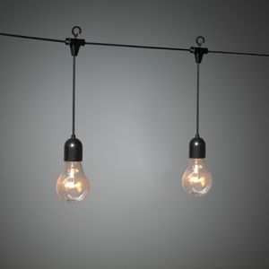 Konstsmide - LED Biergartenkette Lichtervorhang , 20 klare Birnen / 160 bernsteinfarbene Dioden, 24V Außentrafo, schwarzes Kabel