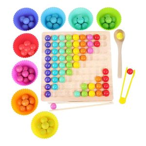 FNCF Spielzeug, Holzclipperlen Brettspiel, Montessori-Brettspiel, Holzpuzzle, Regenbogen-Puzzle, Regenbogen-Perlen-Spiel, Früherziehung Puzzle-Brettspiel