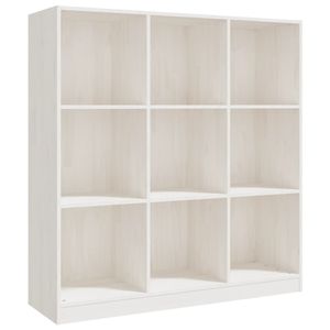 vidaXL Bücherregal/Raumteiler Weiß 104x33,5x110 cm Massivholz Kiefer