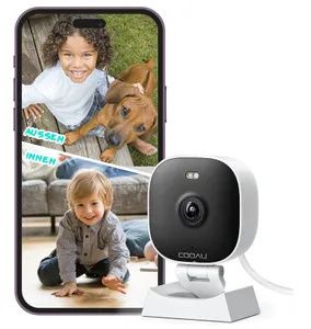 COOAU 2K chůvička s kamerou WiFi dětská chůvička sledovací kamera vnitřní s barevným nočním viděním, 2-pásmový zvuk, PIR, detekce zvuku, Alexa
