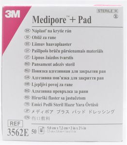 50x Pflaster Wundverband Medipore + Pad STERIL 5 cm x 7,2 cm pro Packung 50 Stück