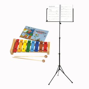 Voggenreiter Das Bunte Glockenspiel-Set, 5-tlg., Volt Notenständer NS-100, Xylophon, Kinder Instrument