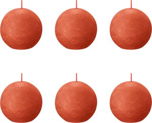 Bolsius - Rustikale Kugelkerze - Ø76mm - Erdiges Orange - Vorteilspack - 6 Stücke