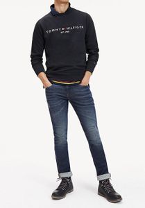 Tommy Hilfiger Herren Gestapeltes Flaggen-Sweatshirt Pullover Schwarz Gr.L