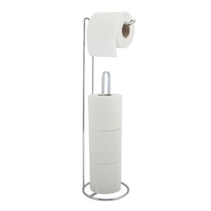 MSV Toilettenpapierhalter Stehend BxHxT: 15x54x15cm freistehender Papierrollenhalter Edler Rollenhalter für WC-Rollen als Ersatzrollenhalter Silber