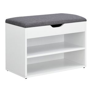 Schuhbank Gentofte 60x30x46cm Schuhschrank mit 3 Ablagefächern Schuhablage für 4 Paar Schuhe Sitzbank Weiß/Grau