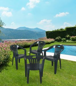 Gartenstuhl Dmotti, 4er-Set stuhl für Esstisch, Gartensitz, Outdoor-Sessel, 100 %  Italy, 56x55h78 cm, Grün