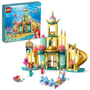 LEGO 43207 Disney Arielles Unterwasserschloss mit Mini-Puppe von Arielle die kleine Meerjungfrau und 4 Delfin-Figuren, Schloss-Spielzeug