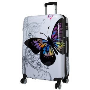 Weiße hübsche Schmetterling Reisekoffer 115 Li Großer Motiv Koffer 77 cm Bowatex